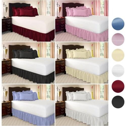 Pure Color Hotel Queen Size Bed Skirt White Bed Shirts Without Surface Elastic Band Single Queen King Easy On/Easy Off Bed Skirt