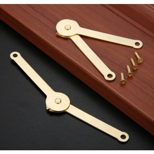 2sets Lid Support Hinges 68mmx8mm Gold Stays Hardware w/screws Support Positioning Furniture Door Kitchen Cupboard Box Decor