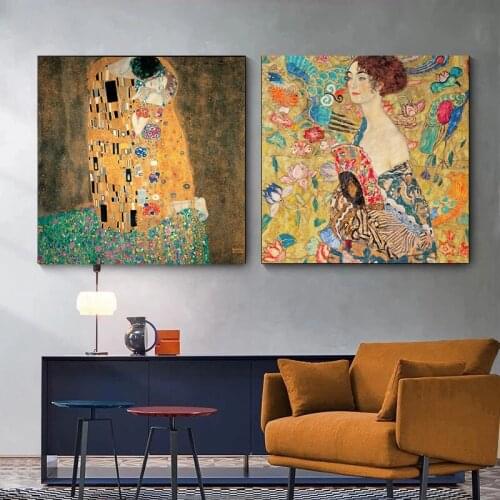 Portrait of Adele Bloch Bauer I By Gustav Klimt Canvas Painting Posters and Prints Wall Art Picture for Living Room Decoration