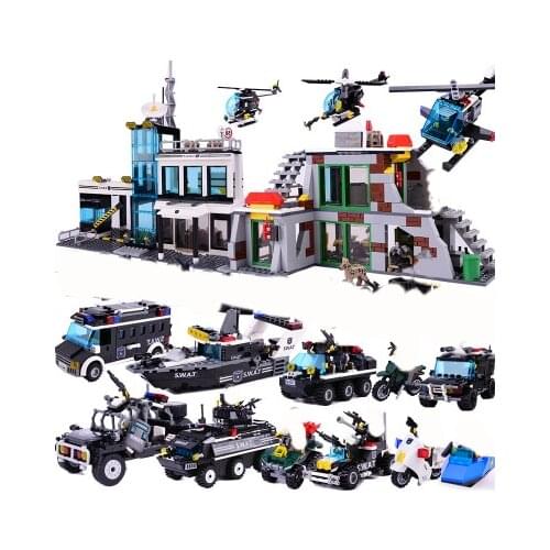 GuDi Compatible SWAT Police Station Armored Vehicles Blocks Building Boys Children Toys Figures Truck Car Bricks Motor