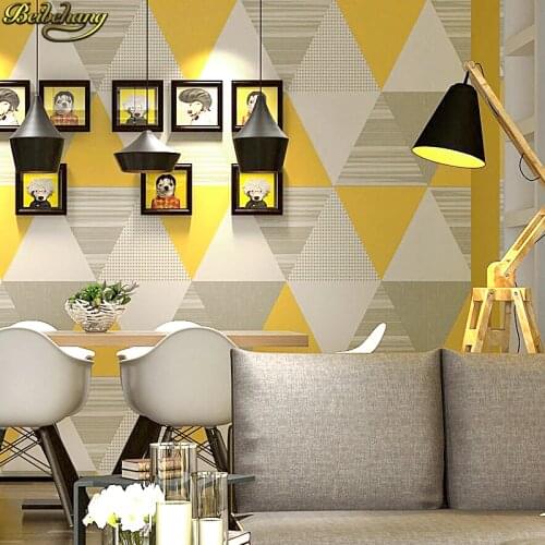 Beibehang Modern Fashion Gray Yellow Blue Bedroom Washable Wall Paper Roll Home Decor Geometric Wallpaper papel de parede