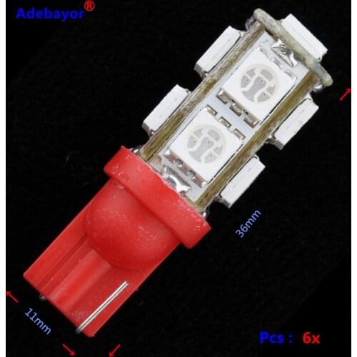 20X T10 9 SMD 5050 led Car 194 W5W reading door corner turn signal light instrument lamp Wedge Interior clearance Bulbs 7 color