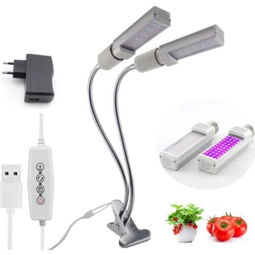 5V USB Timer Dual Heads LED Grow Light indoor plants Phyto lamp Fitolamp Fitolampy Switch for greenhouse grow tent box growbox