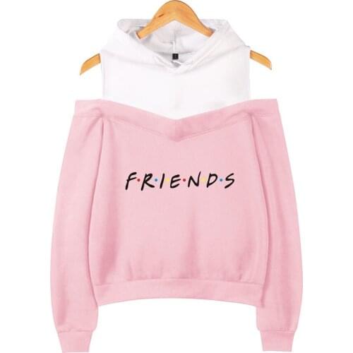 FRIENDS Printed Off-shoulder Hoodies Women TV Show I'll Be There for You Hoodie Sweatshirt Women Fashion Fleece Warm Jacket Coat