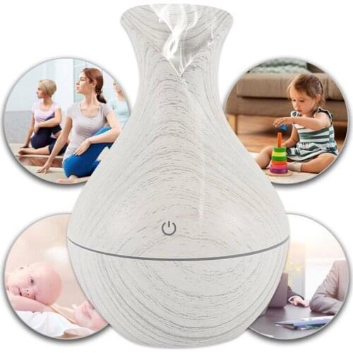 130ML Household Wood Grain Vase Humidifier Aroma Essential Oil Diffuser Air Purifier Aromatherapy For Bedroom Home Office
