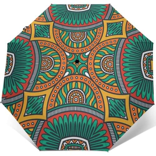 Wind Resistant Folding Automatic Umbrella Women Auto Colorful Mandala Windproof Umbrellas Rain For Men Parasol