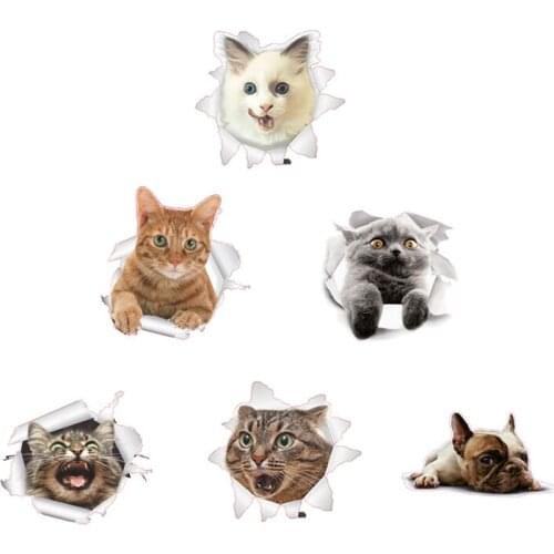 Waterproof Refreigter Toilet Poster Wall Sticker Cute Kitchen 3D Cat Dog Sticker Living Room Home DecorDecor Art Poster DIY PVC