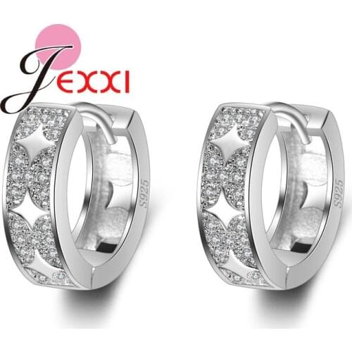 High Quality 925 Sterling Silver Earings Woman Fashion Jewelry Full Clear Micro Cubic Zirconia Crystal Hoop Earring