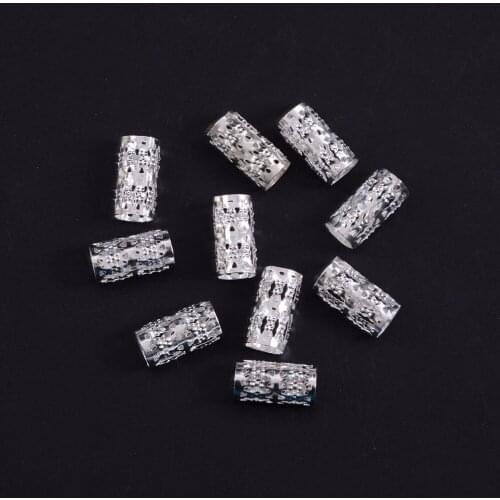 New 34ps/pack Silver Plated Hair Braid Dread Dreadlock Beads Adjustable Braids Cuff Clip 8MM Hole Micro RingBead DIY Hairstyling