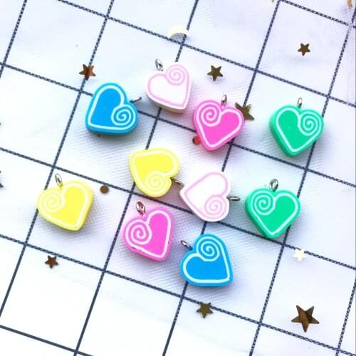 Mix 10pcs Flat back Polymer clay love charms Jewelry necklace earring pendant keychain charms for DIY decoration gift