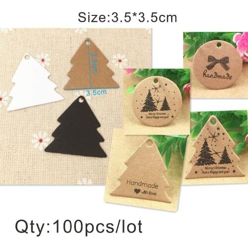 100pcs Kraft Paper Merry Christmas Gift Tag Wedding Note Packing Labels Candy Boxes/Handmade Cupcake Labels Holiday Price Tags