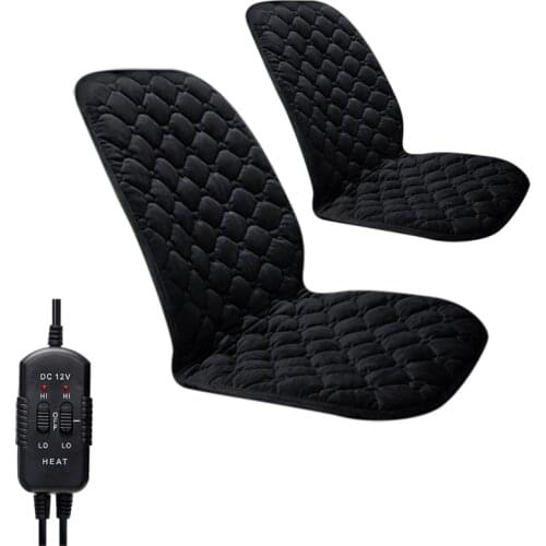 12V Heated Car Plush Front Seat Cover Cushion Winter Heater Warmer Control Temperature Electric Heating Seat Pad, 2PCS