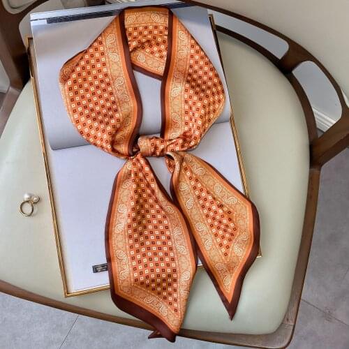 2021 New Korean Geometric Scarf Womens Thin Narrow Long Hair Band Tie Bag Scarf