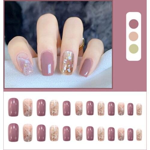 24pcs Gradients Wear Long Paragraph Fashion Manicure Patch False Nails Save Time Wearable Nail Patch MH88