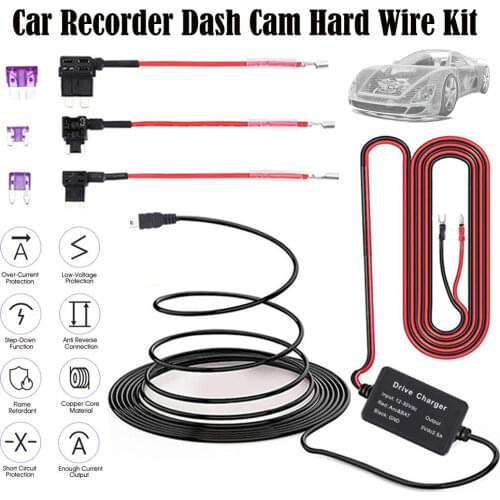 3.2m 12v-24v To 5v 2.5a Mini Micro Usb Car Dash Camera Charger Adapter Cam Hard Wire Dvr Hardwire Kit For Xiaomi 70mai Yi 360