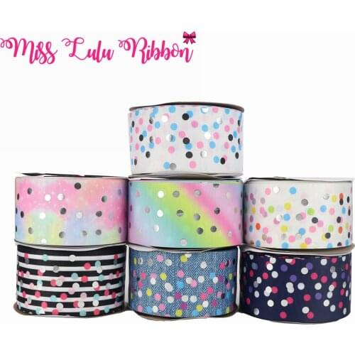 3 "75mm Geometry Series Silver Dot Printing Solid / Gradient / Stripe Holographic Ribbon DIY Accessories 50 Yards Per Roll