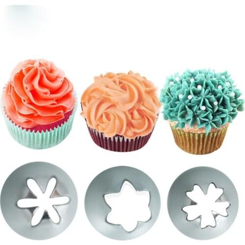 3pcs/set Rose Flower Cake Decorating Icing Tips Cupcake Nozzles 1M+2D+2F Baking Decorations Bakeware Russian Nozzles