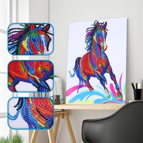 DIY Diamond Painting Special Shaped 5D Partial Drill Cross Stitch Kits Crystal Rhinestone Mosaic Colorful Horse Wall Decor Gift
