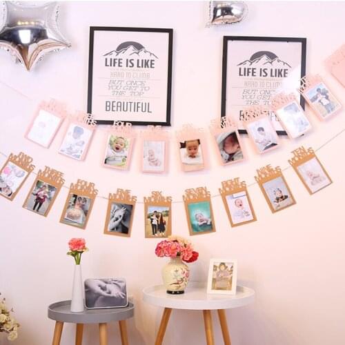 Happy Birthday Banner 1st Birthday Decorations Anniversary Decor Baby Shower Photo Frame Banner Birthday Party Decorations Kids