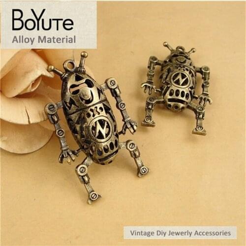BoYuTe (10 Pieces/Lot) 57*32MM Antique Bronze Plated Metal Robot Charms Pendants for Jewelry Making Diy Accessories Handmade