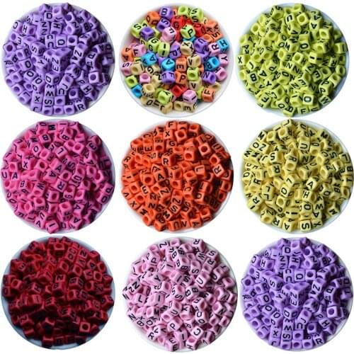 200Pcs 6x6mm Square Russian Alphabet Letters Beads Colorful Round Acrylic Beads Findings For Jewelry Making Beads DIY Random