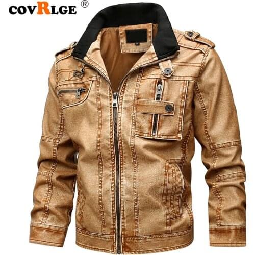 Covrlge Men's Faux Leather Jackets