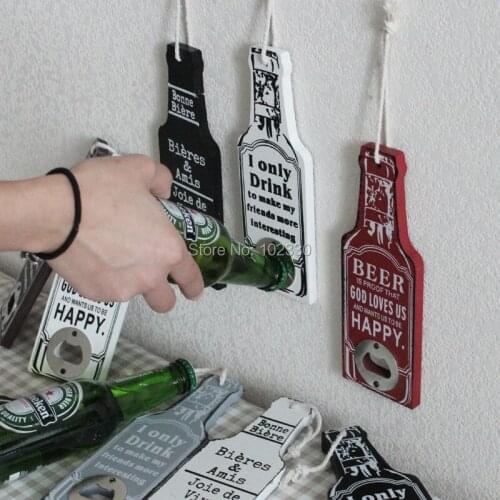 Retro Wood Beer Opener Bar Restaurant Home Bottle Shape Wall Hanging Party Supplies Party Supplies Creative Gift S201792