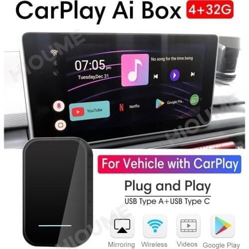 For Apple CarPlay Android AI Box 4+32G Wireless MirrorLink Multimedia Box for Audi A3 A4 A4 A6 A7 A8 Q5 Q7 Q8 RS R8 TT 2017-2020