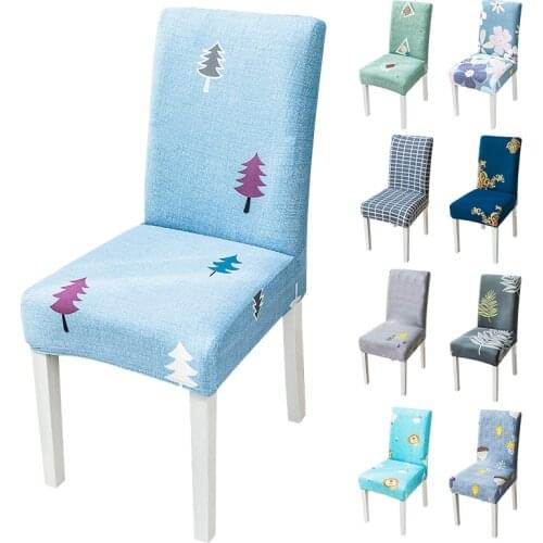 Fashion Spandex Chair Slipcover Printed Stretch Elastic Chair Cover for Dining Room Office Wedding Banquet Party 1/2/4/6PCS