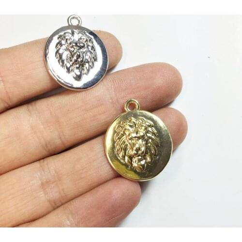 Eruifa Hot sell 10pcs 20mm Lion Head Zinc alloy Charms Wholesales necklace,earring bracelet jewelry DIY handmade 2 colors
