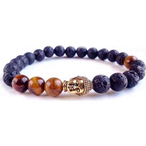 Hot Sale Mens Beaded Buddha bracelet, Tiger Eye Yoga Lava stone meditation Jewelry for Party Gift
