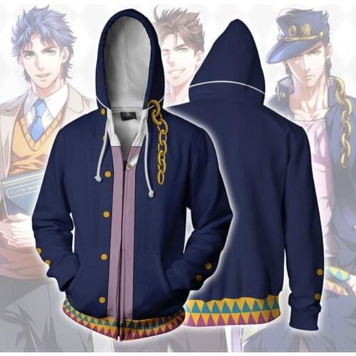 JOJOS BIZARRE ADVENTURE Kujo Jotaro Costumes JOJO Hoodies Jackets Coat Cosplay 3D printed zip-up hoodies sport Sweatshirts