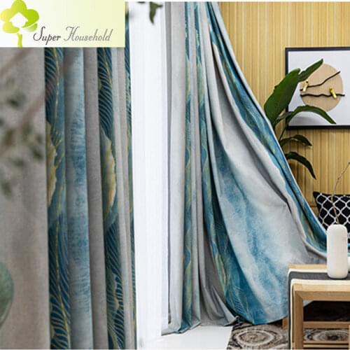 Chinese Style Thicken Cotton Linen Curtains for Living Room Modern Ink Painting Window Treatments Curtain for Bedroom Kitchen