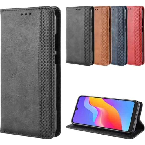 Leather phone case for Huawei honor 8A pro / 9X pro / 9X back Cover Flip card wallet with stand Retro Coque