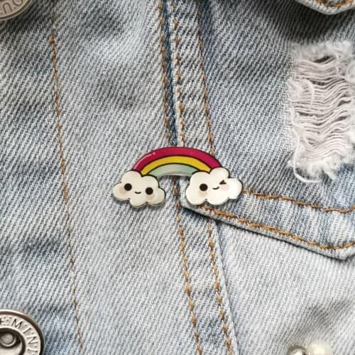 Beautiful Shirt Brooch For Girl Kids Cute Rainbow Badges Cartoon Acrylic Lapel Pin For Backpacks Hat Coat Jewelry Gift