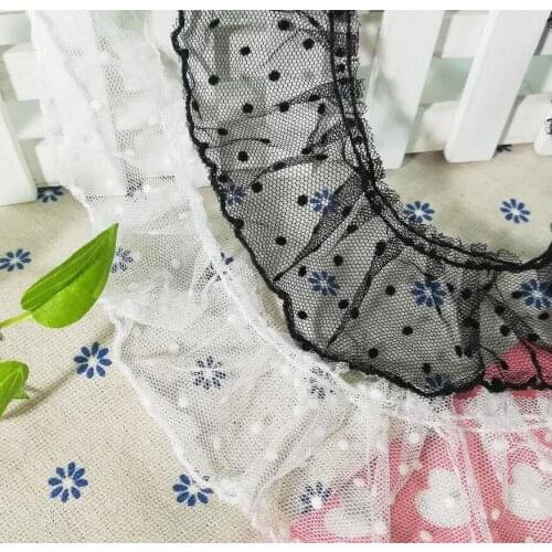 1Yards Cotton Lace Fabric Dot Lace Ribbon Trim Applique Wide 6cm Tulle Lace Collar Sewing Guipure Mesh Laces Fabric dentelle LH1