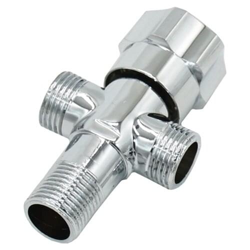 Brass 1/2 inch male thread bathroom 3- way tap with valve water splitter T type thread connector 1pcs
