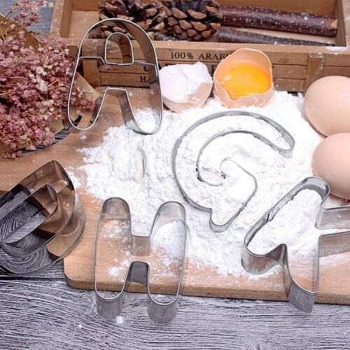 Hot 26Pcs Alphabet Fondant Cake Mold Cookie Stamp Impress Embosser Cutter Upper Case Numbers Shape DIY Cookie For Baking