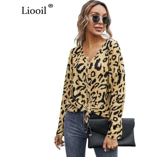 Liooil Leopard Blouses