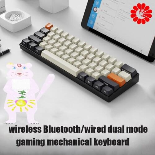 Mechanical Gaming Keyboard 61 Keys Wireless/USB dual mode Bluetooth with backlit keyboard for iPhone Notebook IPAD MAC Tablet PC