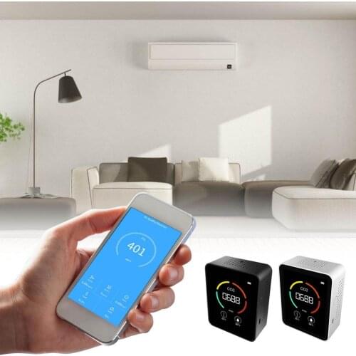 Air Quality Monitor Home CO2 Monitor With Temp & Humidity Carbon Dioxide Sensor Smart Color Screen Display Alarm Function