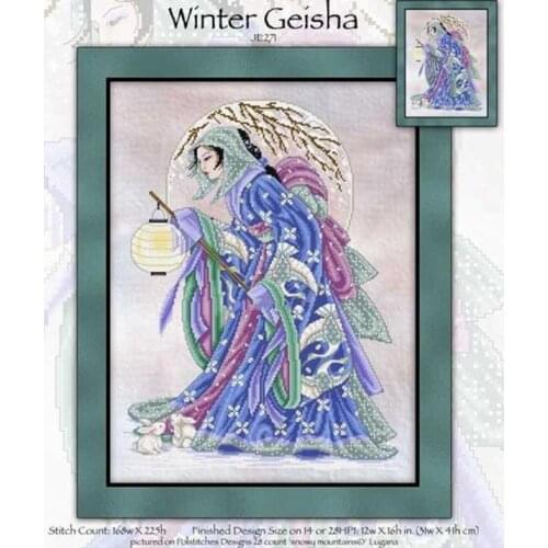 Joan Elliott je271 winter Geisha 41-51 Cross Stitch Set DIY Kit Embroidery Needlework Craft Packages Cotton Fabric Floss