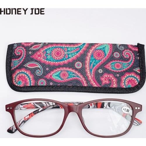 Mens Womens Vintage Reading Glasses Spring Hinge Presbyopic Eyeglasses Extra Light Printed Ladies With Pouch +1.0 - + 4.0