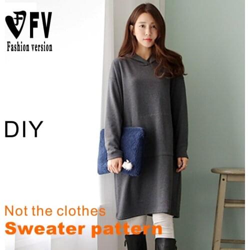 Clothing DIY pattern womens hooded casual mid-length loose large T-shirt sportswear cutting drawings 1:1 pattern physical BWY-1