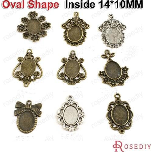 Wholesale 20 Pieces Inside Oval size 14*10mm Antique Bronze / Antique Silver color Alloy Cameo Settings Charms Pendants (JM5679)