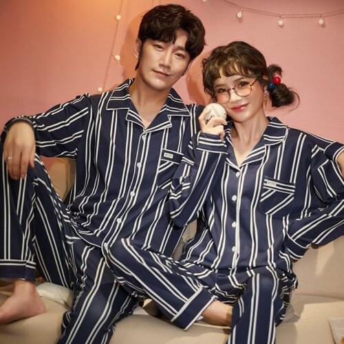 Autumn Cotton Couple Pajamas Set Long Sleeve Turn-down Collar Cardigan Women Sleepwear Loose Soft Plus Size 3XL Men Homewear