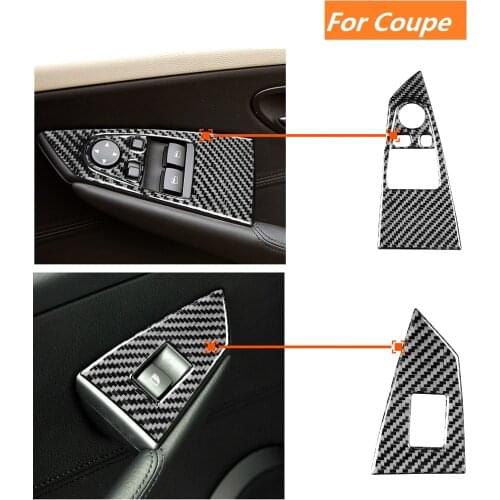 Carbon Fiber Car Window Switch Door Console Panel Cover Trim Fit For BMW 6 Series E63 E64 2004 -2010