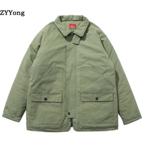 Autumn Winter Japan Style Mens Parka Cotton Warm Coats Thick Jackets Padded Overcoat Male Tooling Outerwear Mens Brand Clothing