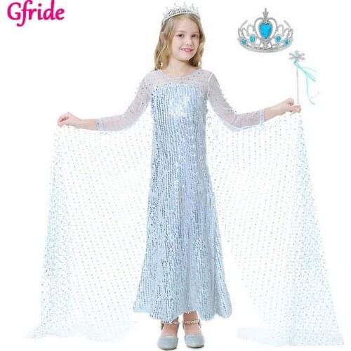 Girls Dress with Long Cloak For Girls Princess Snow Queen Dress up Mesh Sleeve Halloween Christmas Cosplay Fancy Party Costume