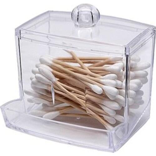Transparent Cotton Puff Storage Box Square Round Cotton Swab Desktop Dustproof Clear Makeup Jewelry Organizing Box